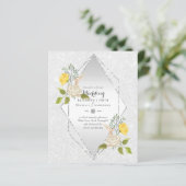 Trouwkaart witte roos gele bloem lage prijs uitnod (Staand voorkant)