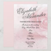 Trouwkaart zachte roze roos kaart (Voorkant / Achterkant)