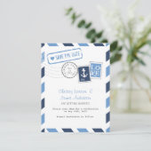 Trouwkaart Zeevaart Luchtpost Save the Date (Staand voorkant)