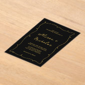 Trouwkaart zwart & goud met vintage grillige rand acryl uitnodigingen (Laagn)
