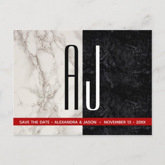 Trouwkaart zwart-wit Save The Date Aankondigingskaart (Voorkant)