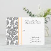 trouwkaart, zwarte damast kaart (Staand voorkant)