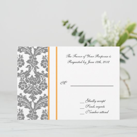 trouwkaart, zwarte damast kaart (Staand voorkant)