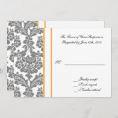 trouwkaart, zwarte damast kaart (Voorkant / Achterkant)