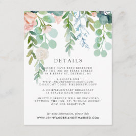 Trouwkaartdetails met bloemmotief voor zomerbruilo informatiekaartje