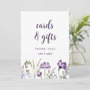 Trouwkaarten & Cadeaus Bord Paarse Bloemenkaart Kaart