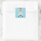 TROUWKAARTEN CONGRUTATIE VIERKANTE STICKER (Tas)