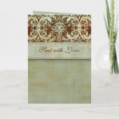 Trouwkaarten Damask Bruin Groen  (Achterkant)