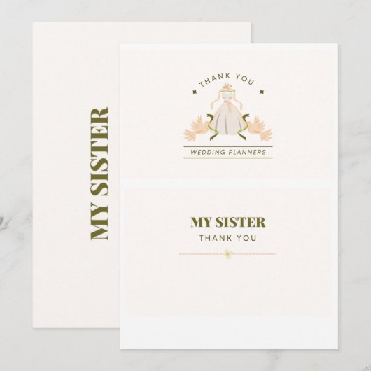 Trouwkaarten - dank u mijn zus (Voorkant / Achterkant)