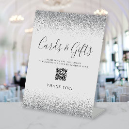 Trouwkaarten en cadeaus in zilver-grijze tint QR-c Reclamebord Met Voetstuk