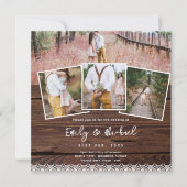 TROUWKAARTEN FOTOBORDEN RUSTIC LACE BOHO vierkant Kaart (Voorkant)