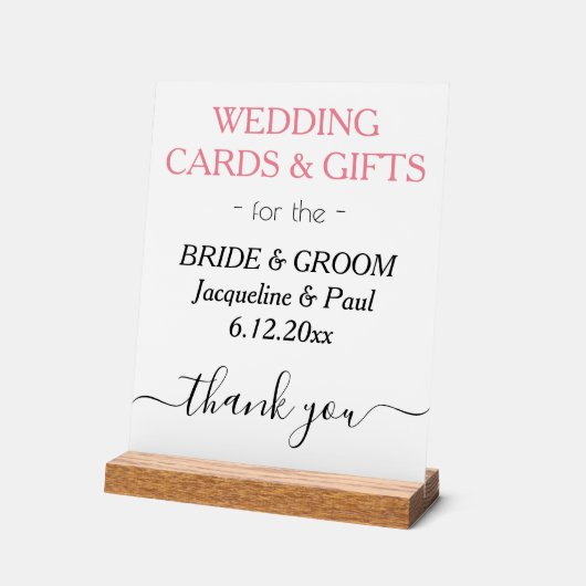 Trouwkaarten Geschenken Roos Roze Wit Acryl Bord (Hoek)