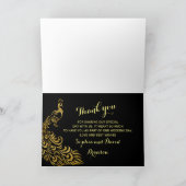 Trouwkaarten | Goud Pauw Zwart HARTELIJK DANK Bedankkaart (Binnen)