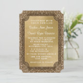 Trouwkaarten | Goudblad & Glitter Uitnodiging (Staand voorkant)
