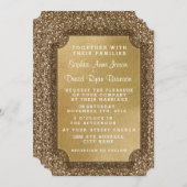 Trouwkaarten | Goudblad & Glitter Uitnodiging (Voorkant / Achterkant)