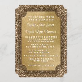 Trouwkaarten | Goudblad & Glitter Uitnodiging