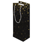 Trouwkaarten | Gouden Confetti Monogram Wijn Cadeautas (Achterkant Gekanteld)