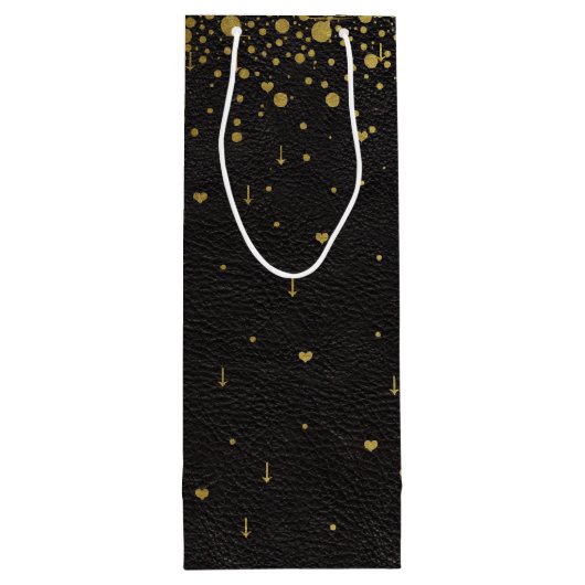 Trouwkaarten | Gouden Confetti Monogram Wijn Cadeautas (Achterkant)