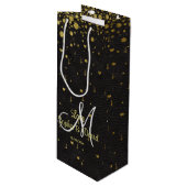 Trouwkaarten | Gouden Confetti Monogram Wijn Cadeautas (Voorkant Gekanteld)