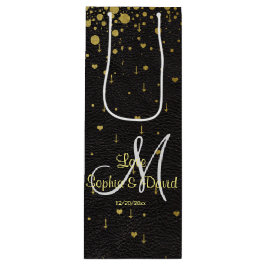 Trouwkaarten | Gouden Confetti Monogram Wijn Cadeautas