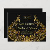Trouwkaarten | Gouden Pauw reserveer de datum Save The Date (Voorkant / Achterkant)