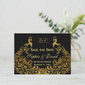 Trouwkaarten | Gouden Pauw RESERVEER DEZE DATUM Kaart (Staand voorkant)