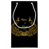 Trouwkaarten | Gouden Pauw Zwarte Favorietentas Klein Cadeauzakje (Achterkant)