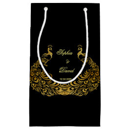Trouwkaarten | Gouden Pauw Zwarte Favorietentas Klein Cadeauzakje
