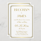 Trouwkaarten in art deco stijl 'Great Gatsby' wit Kaart (Voorkant / Achterkant)