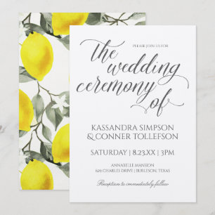 Trouwkaarten Lemon Branch Vintage Geel Kaart