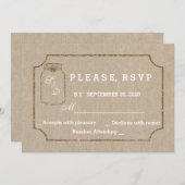 Trouwkaarten | Mason Pot Linnen Canvas RSVP Kaart (Voorkant / Achterkant)