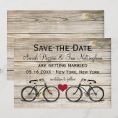Trouwkaarten met antieke fiets Save the Date (Voorkant / Achterkant)