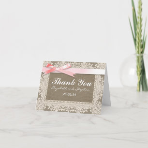 trouwkaarten met jute kant en lint bedankkaartjes bedankkaart