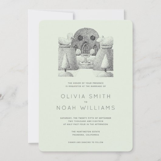 Trouwkaarten met Laurel Green Topiary Tuin Motief Kaart (Voorkant)