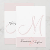 Trouwkaarten met monogram/grafiet/roze kaart (Voorkant / Achterkant)