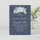 Trouwkaarten met Navy Blue Hortensia Kaart (Staand voorkant)