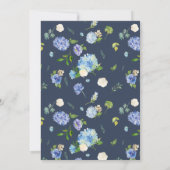Trouwkaarten met Navy Blue Hortensia Kaart (Achterkant)