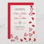 Trouwkaarten met rode harten romantische liefde kaart (Voorkant / Achterkant)