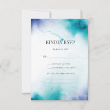 Trouwkaarten met turquoise aquarel RSVP
