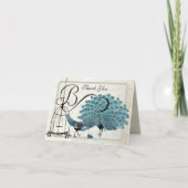 Trouwkaarten met vintage pauwen vogelkooi bedankkaart (Voorkant)