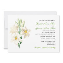 Trouwkaarten met witte leliebloemen in vintage sti