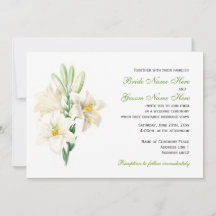 Trouwkaarten met witte leliebloemen in vintage sti