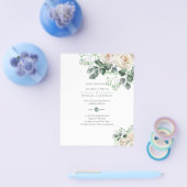 Trouwkaarten met witte rozen 'Liefde in bloei' Flyer (Enkel)