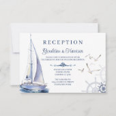 Trouwkaarten met zeiljacht voor nautisch thema kaart (Voorkant)