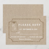 Trouwkaarten | Metsondeelstrook in Linnen en Mason Kaart (Voorkant / Achterkant)