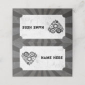 Trouwkaarten Namen Steampunk Wedding Hearts Cogs Plaatskaartje (Buitenkant ongevouwen)