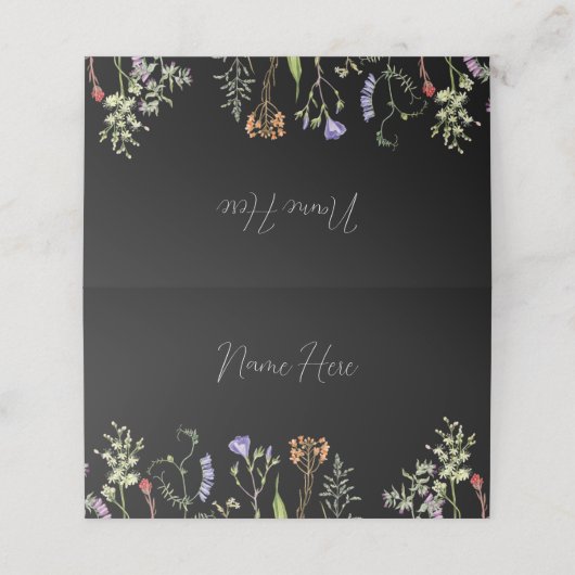 Trouwkaarten Namen Wildflowers Bloemen Donker Plaatskaartje (Buitenkant ongevouwen)