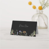 Trouwkaarten Namen Wildflowers Bloemen Donker Plaatskaartje (Voorkant)
