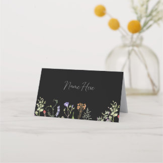 Trouwkaarten Namen Wildflowers Bloemen Donker Plaatskaartje