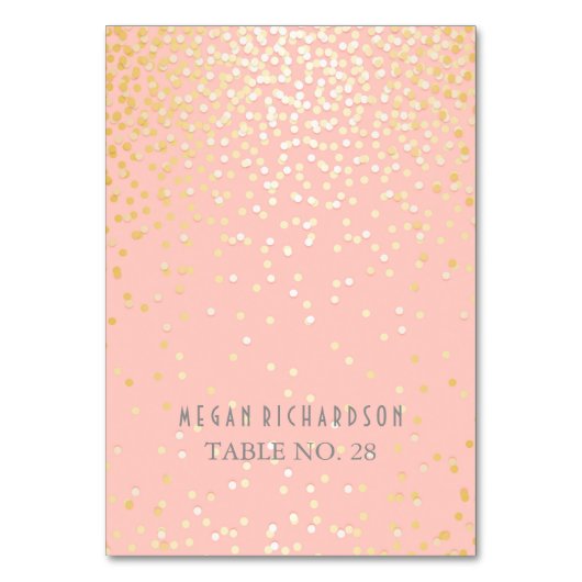 Trouwkaarten roze en gouden confetti kaart (Voorkant)